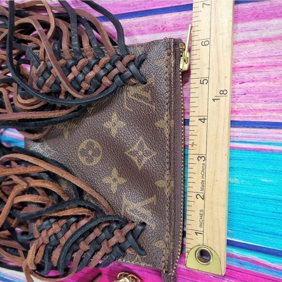 LV Vintage Boho Crossbody or Wristlet with Fringe on Chain - Picture 5 of 16